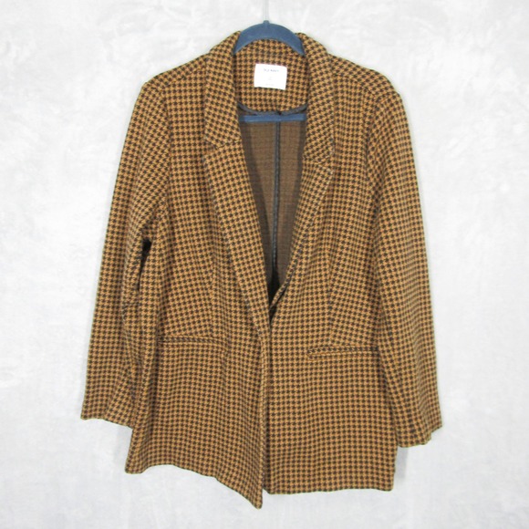 Old Navy Jackets & Blazers - Old Navy Womens 2X Plus Houndstooth Blazer Jacket Brown Black Open Front Knit